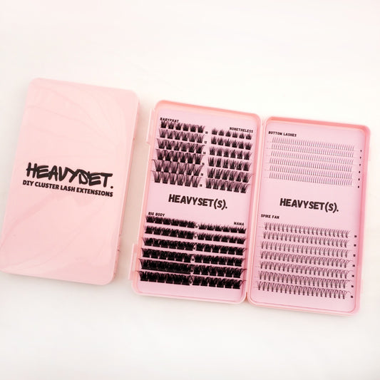 MULTI-STYLE CLUSTER LASH EXTENSION BOOKLET WITH BOTTOM LASHES & SPIKE FANS by HEAVYSET.