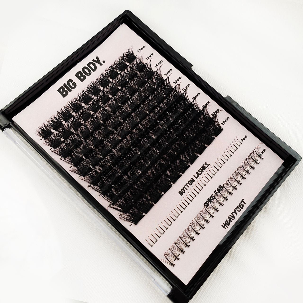 BIG BODY: XL CLUSTER LASH TRAY WITH BOTTOM LASHES & SPIKE FANS by HEAVYSET.